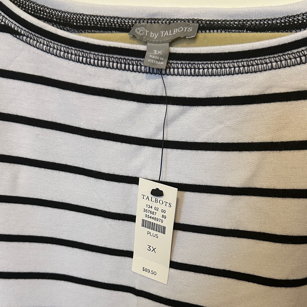 Talbots Classic Black and White Striped Tee